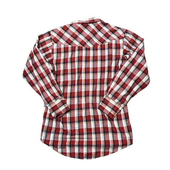 ROPER Pearl Snap Button Down Western Shirt Plaid Red Size Medium - Picture 2 of 8